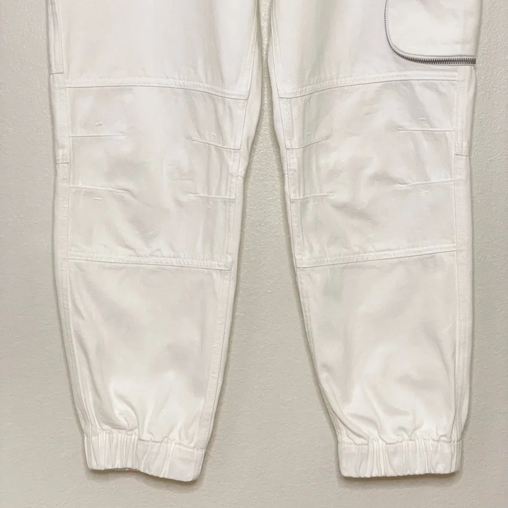 AllSaints Florence Cargo Jogger Pants Organic Twill Cotton Chalk White 8